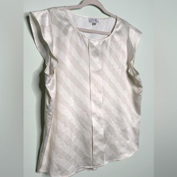 Tahari Womens XLarge Top Lagenlook Oversized White Popover Satin Look - Picture 2 of 10